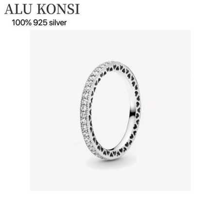 925 Silver Ring Rose Golden Shine Ring With Crystal Fit original For Women Gift Fashion Jewelry