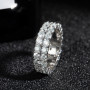 3mm D VVS1 Moissanite Rings for women man Trendy Jewelry GRA Certified 925 Sliver Double Row Eternity Band