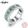 925 Silver Ring Set with Zircon Crystal Rings for Women's Glamour Jewelry Engagement Wedding Gifts