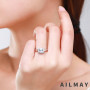 Ailmay 100% Real 925 Sterling Silver Simple Square Clear CZ Charm Rings for Women Minimalist Fine Jewelry New Style Bague