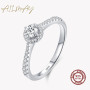 Top Quality Real 925  Silver Elegant Round Sparkling CZ Finger Ring For Women Wedding Engagement Jewelry Gift