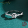 Top Quality Real 925  Silver Elegant Round Sparkling CZ Finger Ring For Women Wedding Engagement Jewelry Gift