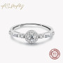 Style Exquisite 925 Silver Clear Zircon Round Finger Ring For Women Classic Wedding Statement Jewelry