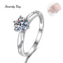 Serenity Day Classic Six-claw 1/2/3Ct Moissanite Ring S925 Silver Inlaid D Color VVS1 Stone Fine Jewelry For Women Couples Ring