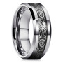 Vintage Silver Color Titanium Stainless Steel Rings for Men Black Carbon Fiber Ring Wedding Jewelry Christmas Gift Accessories