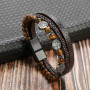 New Classic Men Leather Bracelet Hand-woven Multi-layer Alloy Buckle Bracelet & Bangles Fashion Man Jewelry Gift Wholesale