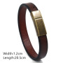 New Men Jewelry Punk Brown Braided Leather Bracelet for Men Stainless Steel Magnetic Clasp Fashion 20.5cm Bangles Gifts