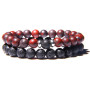 2Pcs/Set Couples Distance Bracelets male Black Lava Stone Beads bracelet female wood beads Charm Bracelets Women Men bracelet