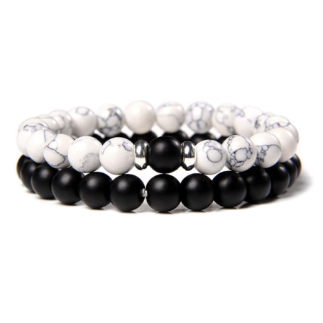 2Pcs/Set Couples Distance Bracelets male Black Lava Stone Beads bracelet female wood beads Charm Bracelets Women Men bracelet