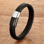 Fashion Men Jewelry Brown Braided Leather Rope Bracelet Charm Stainless Steel Magnetic Buckle Bracelets Punk Men Wrist Band Gift