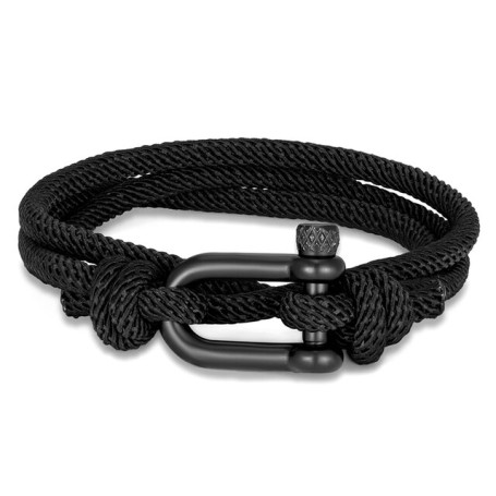 MKENDN Men Black U shaped Shackle Bracelet Outdoor Camping Rescue Emergency Sailing Rope Bracelet For Women 316L Sport Buckle