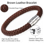 Classic Men's Leather Bracelet Retro Brown Black Braided Bracelets Stainless Steel Magnet Clasp Simple Jewelry Gift For Him Dad