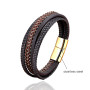 New Classic Hand-Woven Leather Bracelet Men's Charm Multi-layer Design Braided Rope Bangles For Men Stainless Steel Jewelry Gift