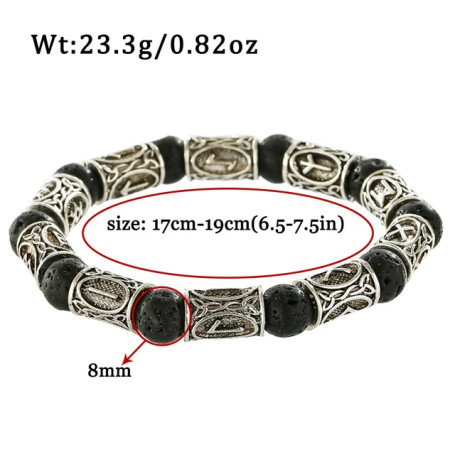Men Viking Rune Beads Bracelet Bangles Ethnic Odin Symbol Metal Jewelry Natural Stone Charm Bracelets