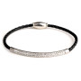 Chanfar Genuine Leather Stainless Steel Bracelet With Magnetic Clasp Wrap Rhinestone Pave Bracelet For Women Men Jewelry