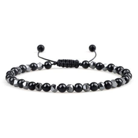 Minimalism 4MM Irregular Hematite Bracelet High Quality Shiny Gravel Lava Spacer Braided Bracelets Prayer Enegry Healing Bangles