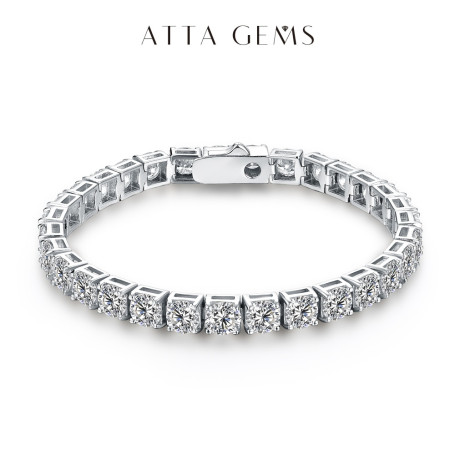 ATTAGEMS Solid 925 Sterling Silver Moissanite Tennis Bracelets for Women Round 3.5mm Charm Bracelet for Engagement Party Gifts