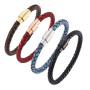 Genuine Braided Leather Bracelet for Men Women Jewelry Leather Magnetic Clasps Charm Bangles Wristband Gift BB0251 d