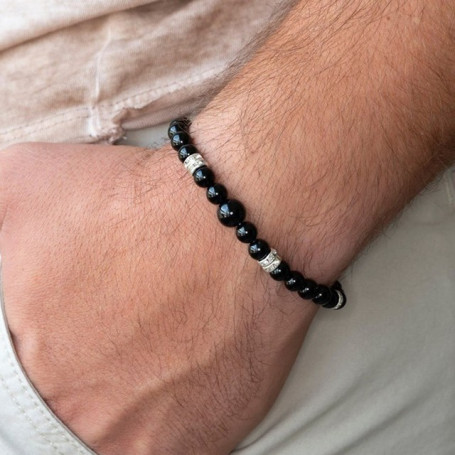 Men Bracelet Simple Round Stone Beaded Charm Bracelets & Bangles For Men Jewelry Gift Pulsera Hombre