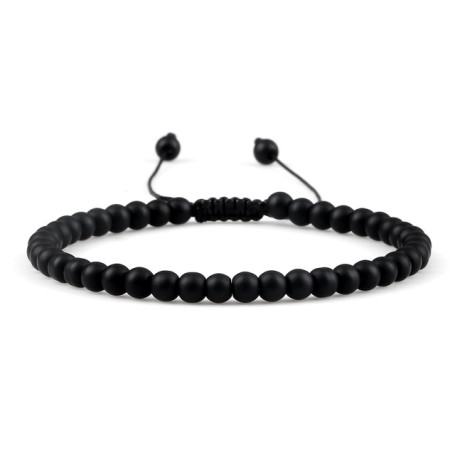 4MM Natural Stone Round Beads Bracelet Women Minimalism Adjustable Leather String Bangles Jewelry Men Healing Yoga Pulsera Gift
