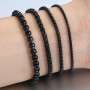 Men's Women's Black Stainless Steel Bracelet Box Chain Bracelets Jewelry Hip Hop KBB12