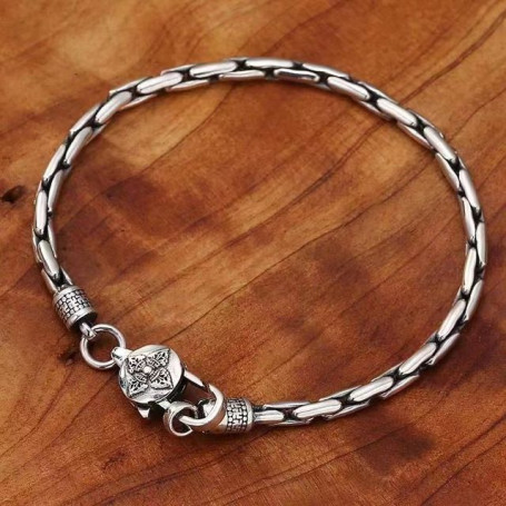 100% S925 Sterling Silver Retro Ethnic Luxury Swastika Bracelet Men And Women Domineering Bracelet Party Gifts Wholesale