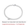 ORSA JEWELS 925 Sterling Silver Italian 3/5mm Diamond-Cut Cuban Link Curb Chain for Women Men Fashion Bracelet Jewelry SB123