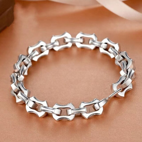 S925 Silver Gear Bracelet Men's Trendy Retro Vintage Punk Style Hip Hop Personalized Thai Silver Dragon Bone Bracelet