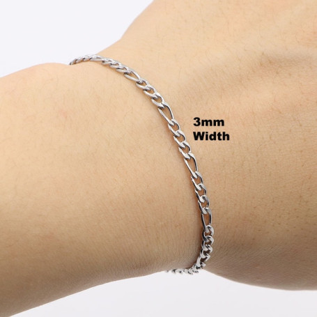 3-5mm Width Waterproof Stainless Steel New Punk Figaro Link Chain Basic Women Bracelet For Men Hip Hop Bangle Jewelry Gifts