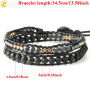 CSJA Leather Wrap Bracelets Natural Stone Hematite Lava Healing Balance Multilayer Mix Beaded Bracelet for Women Jewelry S634