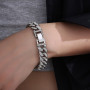 Simple Fashion Brilliant Full Rhinestone Cuban Chain Bracelet For Fashionable Men Delicate Jewelry Gift