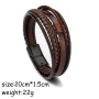 Genuine Leather Bracelets Fashion Men Stainless Steel 20CM Multilayer Braided Rope Bracelets for Male Female Jewelry Gifts
