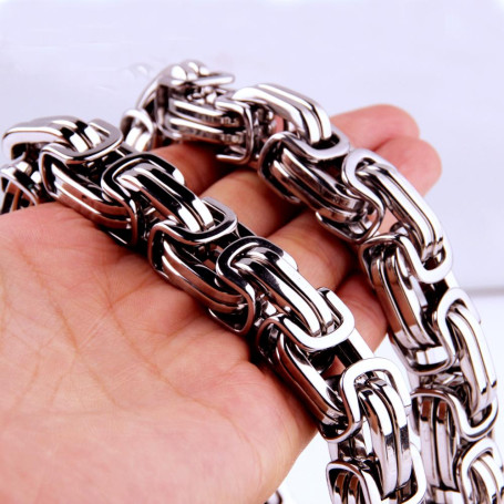 6/8/12/15mm High Quality Stainless Steel Silver Color Srong Handmade Byzantine Box Link Chain Men's Necklace Or Bracelet 1PCS