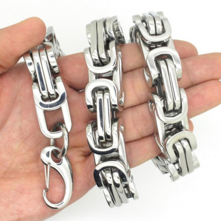6/8/12/15mm High Quality Stainless Steel Silver Color Srong Handmade Byzantine Box Link Chain Men's Necklace Or Bracelet 1PCS