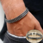 Vnox Vintage Oxidized Cool Double Curb Chain Bracelets for Men Stainless Steel Punk Antique Cubic Foxtail Chain Male Pulseira