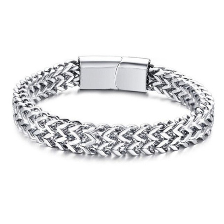 Fashion Hip Hop Rock Double-layer Braided Keel Stainless Steel Bracelet for Men Personalized Party Chain Bracelet Jewelry Gift
