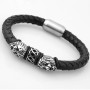 Classic Punk High Quality Metal Cool Gold Color Lion Magnetic Buckle Leather Bracelet Men's Charm Rock Party Jewelry