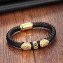 Classic Punk High Quality Metal Cool Gold Color Lion Magnetic Buckle Leather Bracelet Men's Charm Rock Party Jewelry