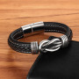 XQNI Fashion Irregular Graphic Accessories Men's Leather Bracelet Stainless Steel Combination for Birthday Commemorative Gifts