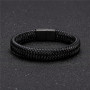 Classic Men Jewelry Genuine Leather Bracelets Titanium Black Rope Steel Magnetic Clasp Bracelets Wristband for Male Jewelry Gift