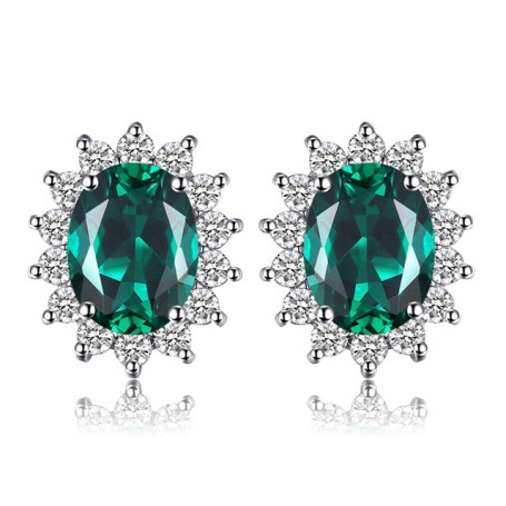 JewelryPalace Created Blue Sapphire Ruby 925 Sterling Silver Stud Earrings Natural Amethyst Garnet Peridot Topaz Princess Diana