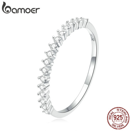 925 Silver Shining Stackable Zircon Luxury Women Ring Fine Jewelry Wedding Engagement Gift Simple Style Anillos