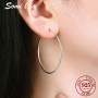 SOMILIA New Rose Gold Big Hoop Earrings for Women, 925 Sterling Silver Jewelry Female Fashion Women Earrings 40-70mm For Gift222