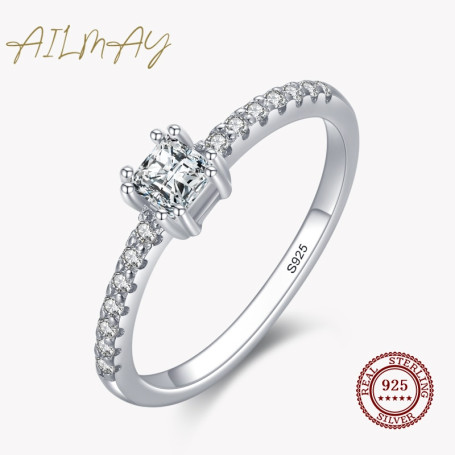 925 Sterling Silver Fashion Square Emerald Cut Dazzling CZ Rings For Women Classic Luxury Wedding Engagement Jewelry Gift