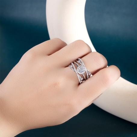 Cellacity Classic 925 sterling silver rings for women luxury with round 5a zircon gemstone female dating party jewerly gift