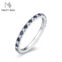 Round Moissanite Ring S925 Sterling Sliver Stackable Rings for Women Pink Blue Sapphire Wedding Band Fine Jewelry