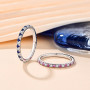 Round Moissanite Ring S925 Sterling Sliver Stackable Rings for Women Pink Blue Sapphire Wedding Band Fine Jewelry