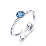 925 Silver Ring With Round Creative Aquamarine Gemstone For Charm women fine jewelery wedding party gift wholesale