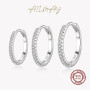 Ailmay 100% 925 Sterling Silver Clear Zircon Simple Fashion Hoop Earrings For Women Girls Anti-allergy Fine Jewelry Gifts