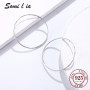 SOMILIA SOMILIA Platinum Big Hoop Earrings for Women, 925 Sterling Silver Jewelry Female Fashion Women Earrings 10-90mm For Gift